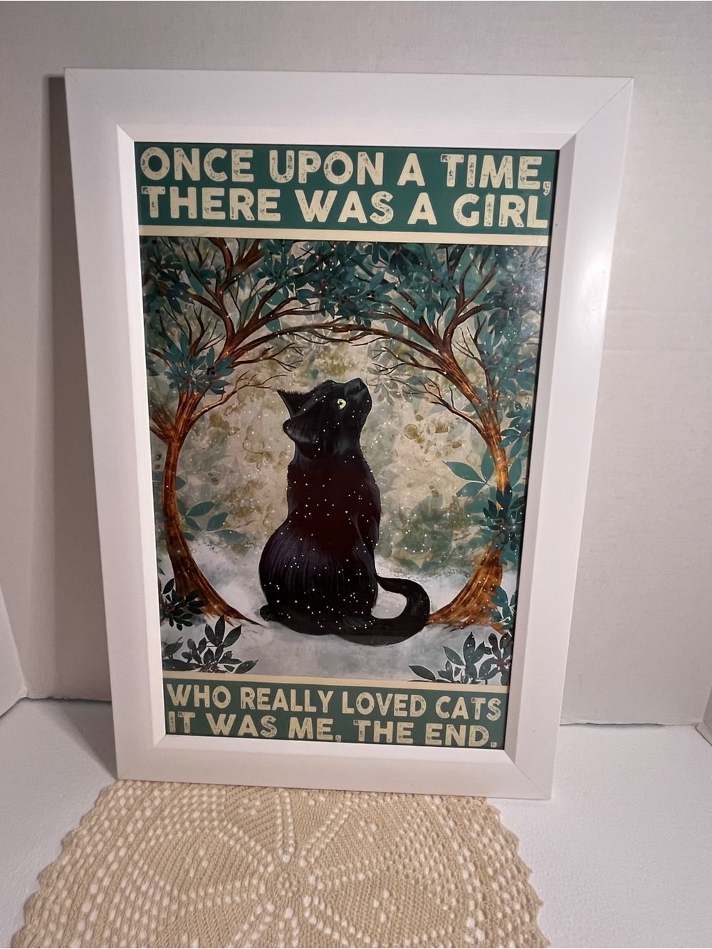 Hobby Lobby Black Cat Wall Art • Once Upon a Time Cat Lover • Framed 13x19”